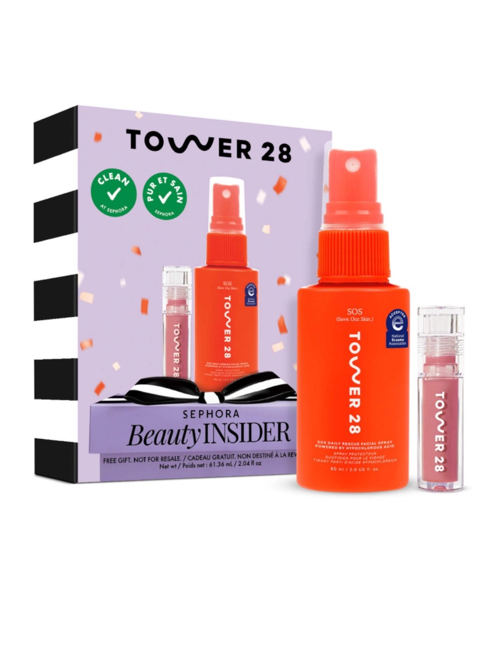 Tower 28 Beauty Everyday Must Duo Facial Spray Pistachio Lipgloss Birthday Set
